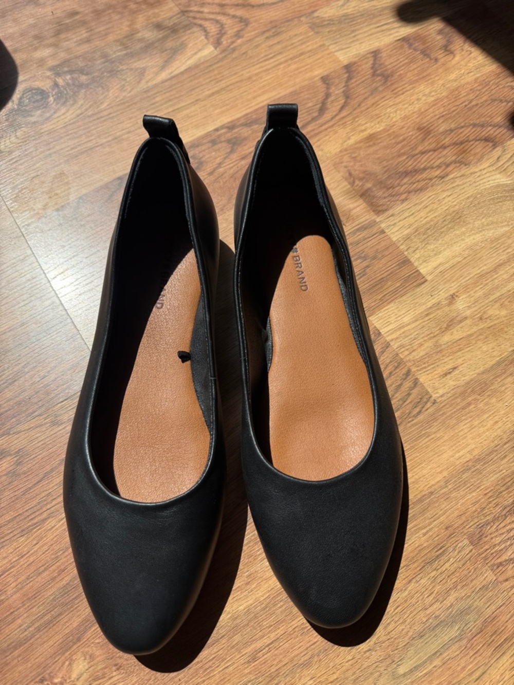 Lucky Brand Black Slip-On Ballet Flats with Tan Insole